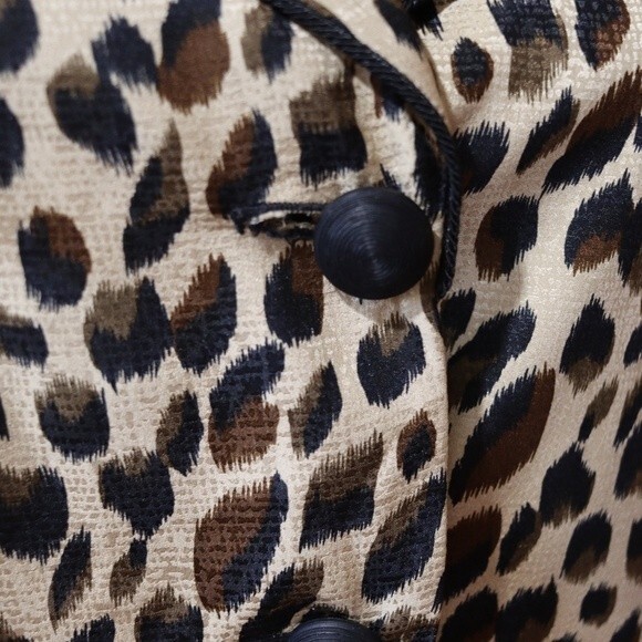 Adrianna Papell Safe Silk Leopard Print Vintage 3 Button Animal Print Blazer 10 - Picture 6 of 10